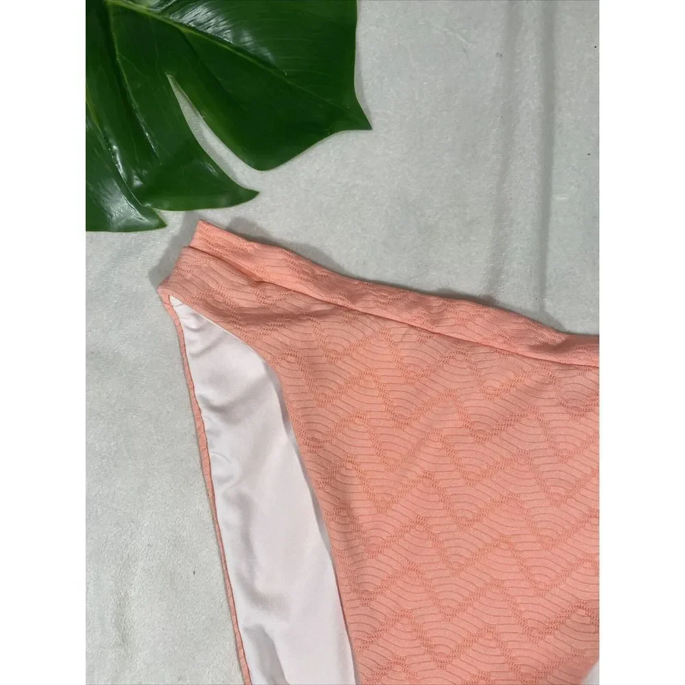 NEW $54 Becca French Cut Bikini Bottoms in Salmon Pink [‎ Large ] #4117